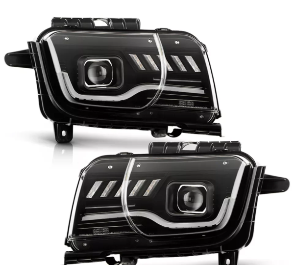 2010-2013 Chevrolet Camaro [Halogen Models] LED DRL Strip + Sequential Switchback Turn Signal Projector Headlights – Black